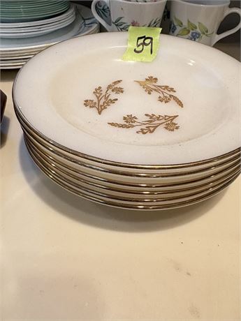 Federal Milk Glass Plates, Golden Glory