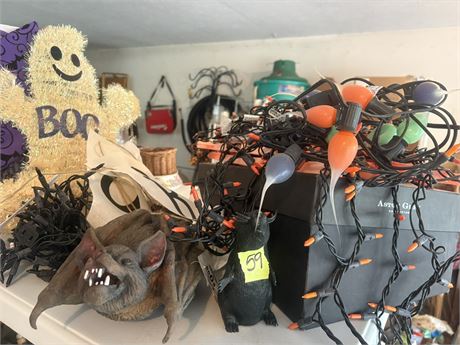 Halloween Decor, Large Bat, Rat and Lights