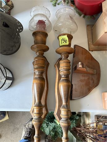 Wood Wall Sconces and Shelf