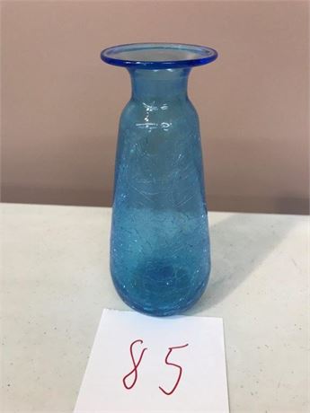 Blue Crackle Glass Vase