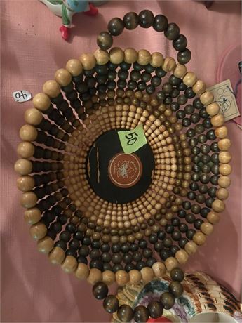 Vintage Wood Niagara Falls Bead Basket