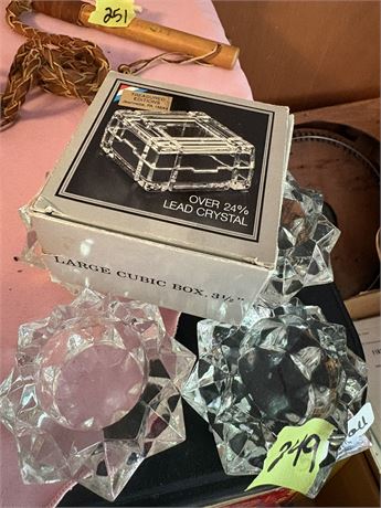 Crystal Box and Candle Holders