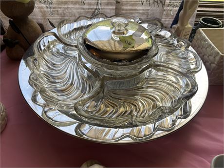 Serving Dish with Glass Trays