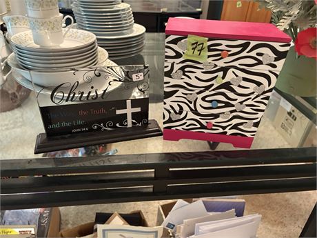 Zebra Box and Cross Decor