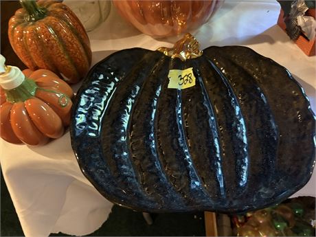 Large Glazed Pumpkin Plate, Pumkin and Soap Dispenser