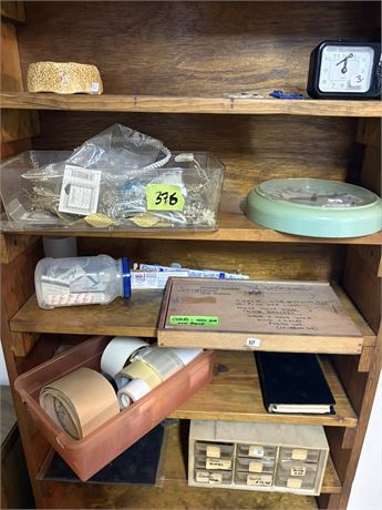 Misc Shelf Lot, Crafting materials, Clocks (Shelf NOT Included)