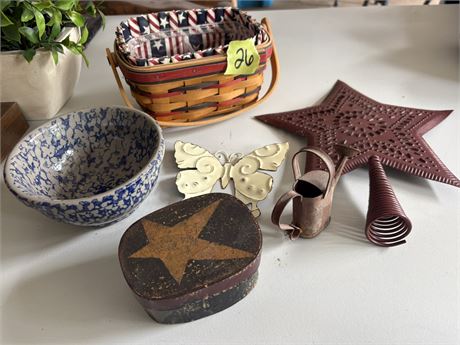 Decor, Mini Watering Can, Star Topper, Longaburger Basket