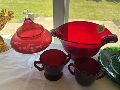 Red Glass Dishes