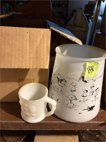Vintage BC Comics Glass Jar and Mug